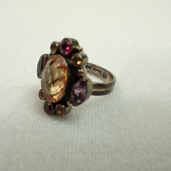 Nicky Butler NB India 925 Sterling Multi-Stone Ring Sz 9 Amethyst Citrine Garnet - Picture 2 of 7